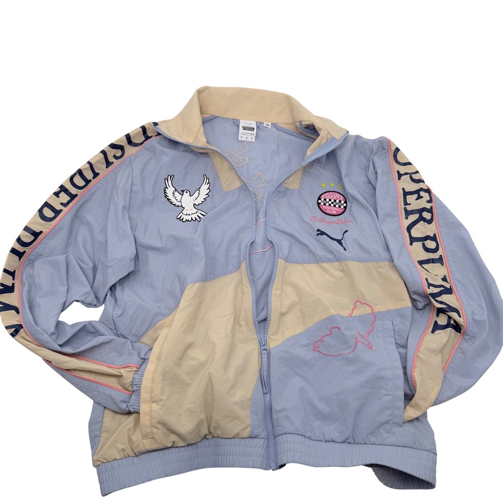 Puma x KidSuper Studios Track Jacket Light Blue Tan Mens Large 598461-38
